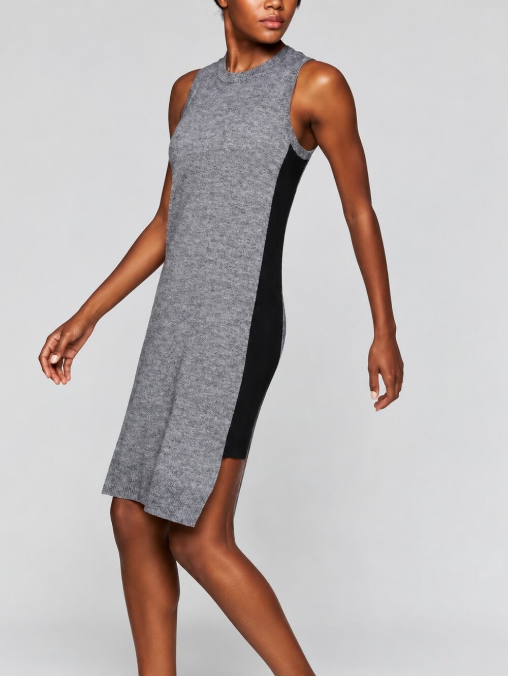 Athleta Merino Wool Sleeveless Colorblock Sweater Dress Gray Black M